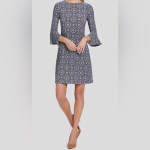 Tommy Hilfiger Navy and White Bell Sleeve Dress
